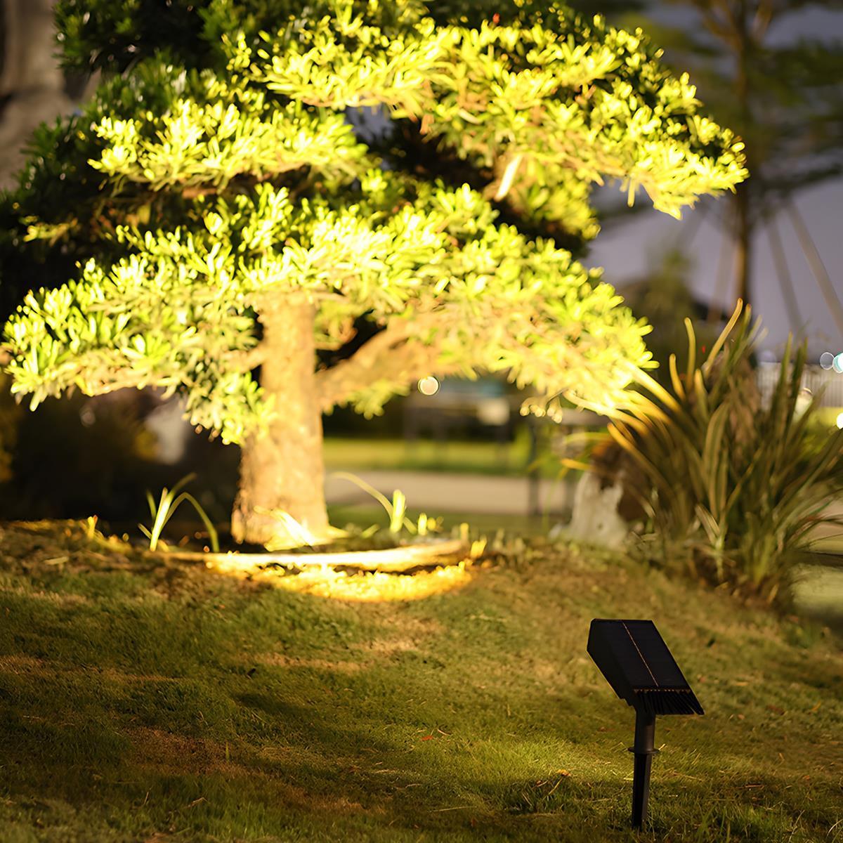 Adjustable Zoom Lens LED Solar Spotlight for Gardens - Weatherproof IP65 Warm White Energy Efficient Lighting for Lawns, Flower Beds, and Facades