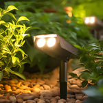 Adjustable Zoom Lens LED Solar Spotlight for Gardens - Weatherproof IP65 Warm White Energy Efficient Lighting for Lawns, Flower Beds, and Facades