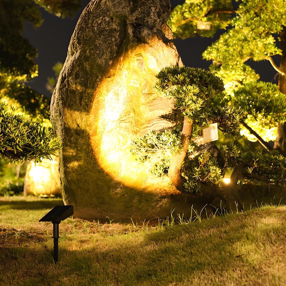 Adjustable Zoom Lens LED Solar Spotlight for Gardens - Weatherproof IP65 Warm White Energy Efficient Lighting for Lawns, Flower Beds, and Facades