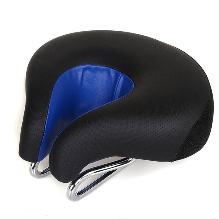 No-Nose Bicycle Saddle for Mountain Bikes with Thick Soft Padding (Blue)
