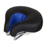 No-Nose Bicycle Saddle for Mountain Bikes with Thick Soft Padding (Blue)
