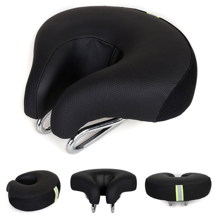 Noseless Bicycle Seat for Mountain Bikes with Thickened Soft Padding (Black)