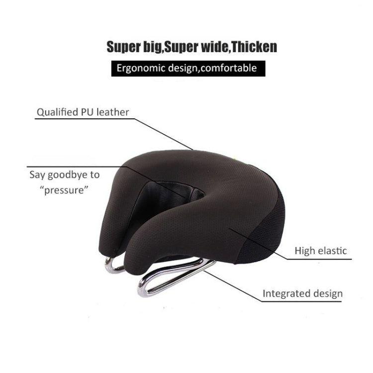 Noseless Bicycle Seat for Mountain Bikes with Thickened Soft Padding (Black)