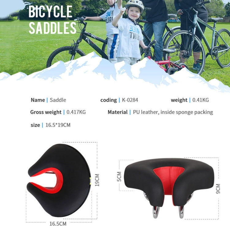 Noseless Bicycle Seat for Mountain Bikes with Thickened Soft Padding (Black)