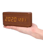 LED Wood Clock with Voice Control for Stylish Time Display
