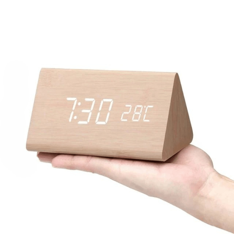 LED Wood Clock with Voice Control for Stylish Time Display