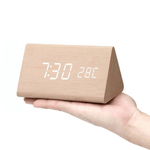 LED Wood Clock with Voice Control for Stylish Time Display
