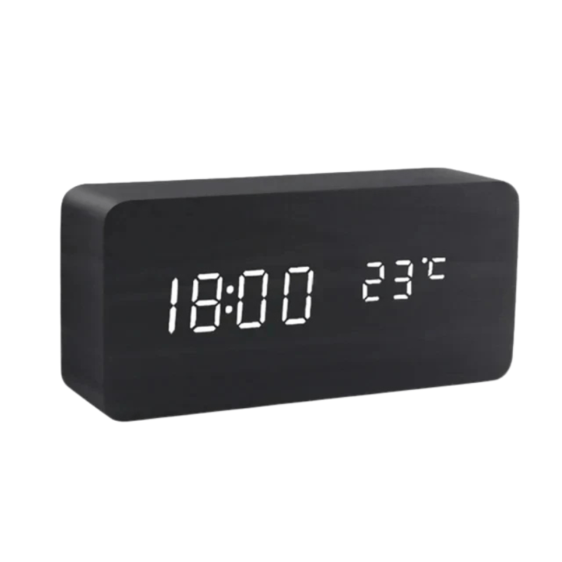 LED Wood Clock with Voice Control for Stylish Time Display
