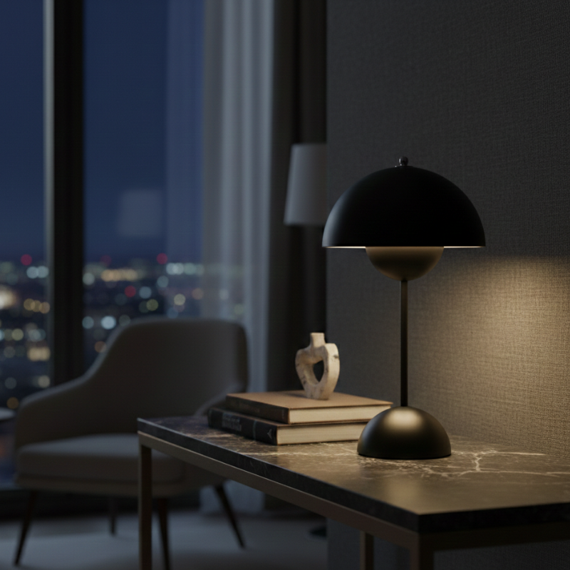 Scandinavian Design Lamp with Flower Glow