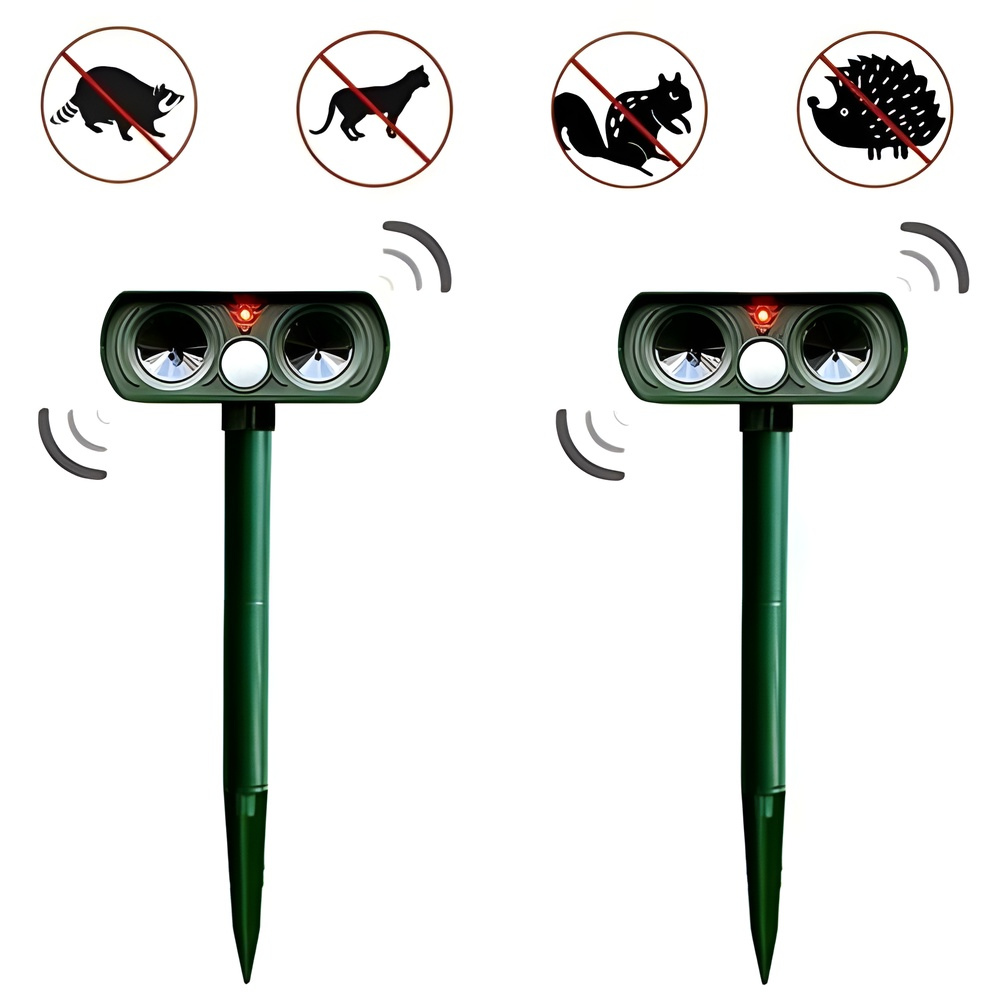 Ultrasonic Solar Animal Repeller for Gardens - 8–10m Range, IP66, 13.5–45.5kHz