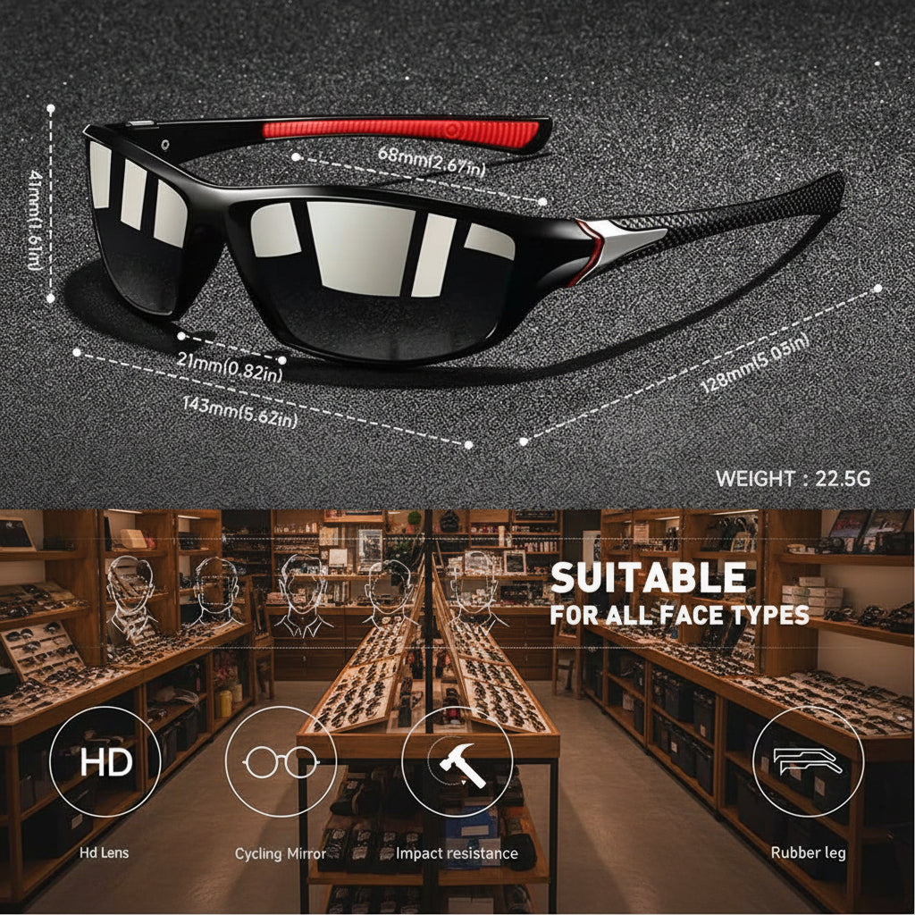 Sport Sunglasses with Polarized Lenses & UV400 Protection