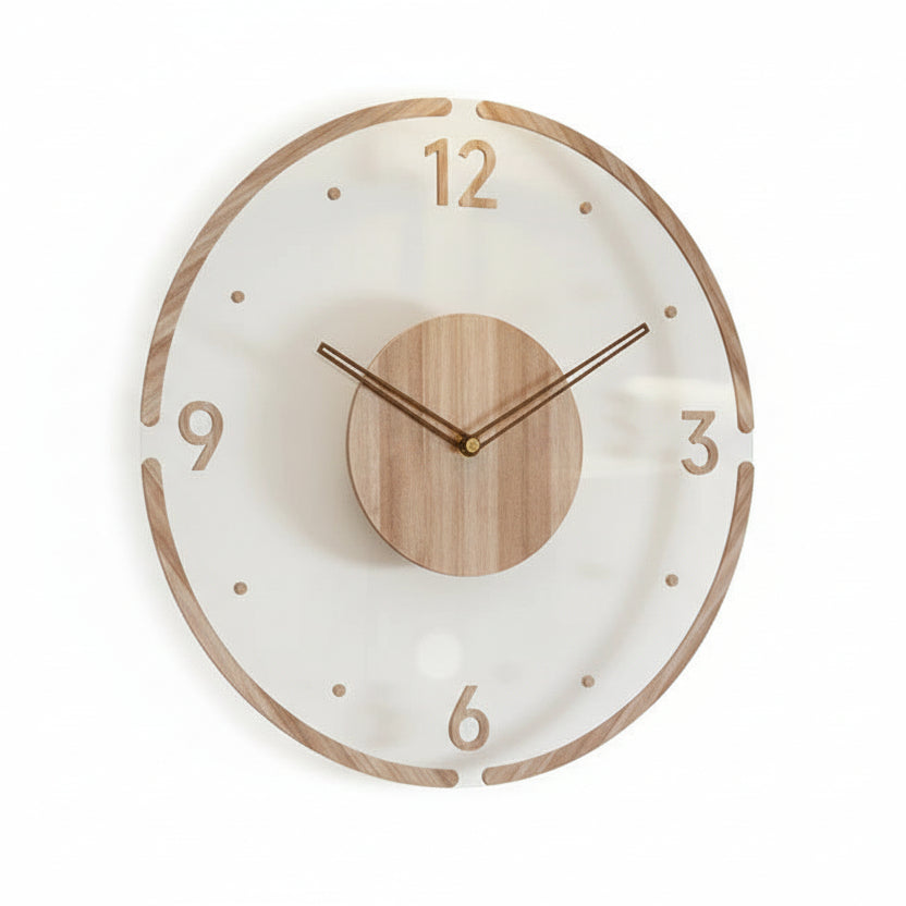 Silent Wooden Wall Clock in Minimalist Design