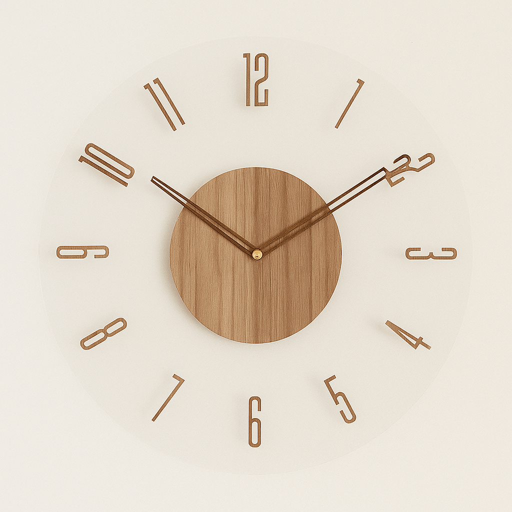 Silent Wooden Wall Clock in Minimalist Design