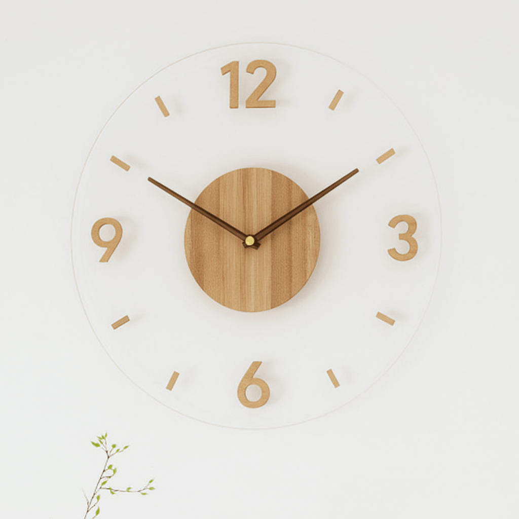 Silent Wooden Wall Clock in Minimalist Design