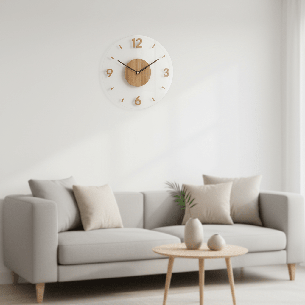 Silent Wooden Wall Clock in Minimalist Design