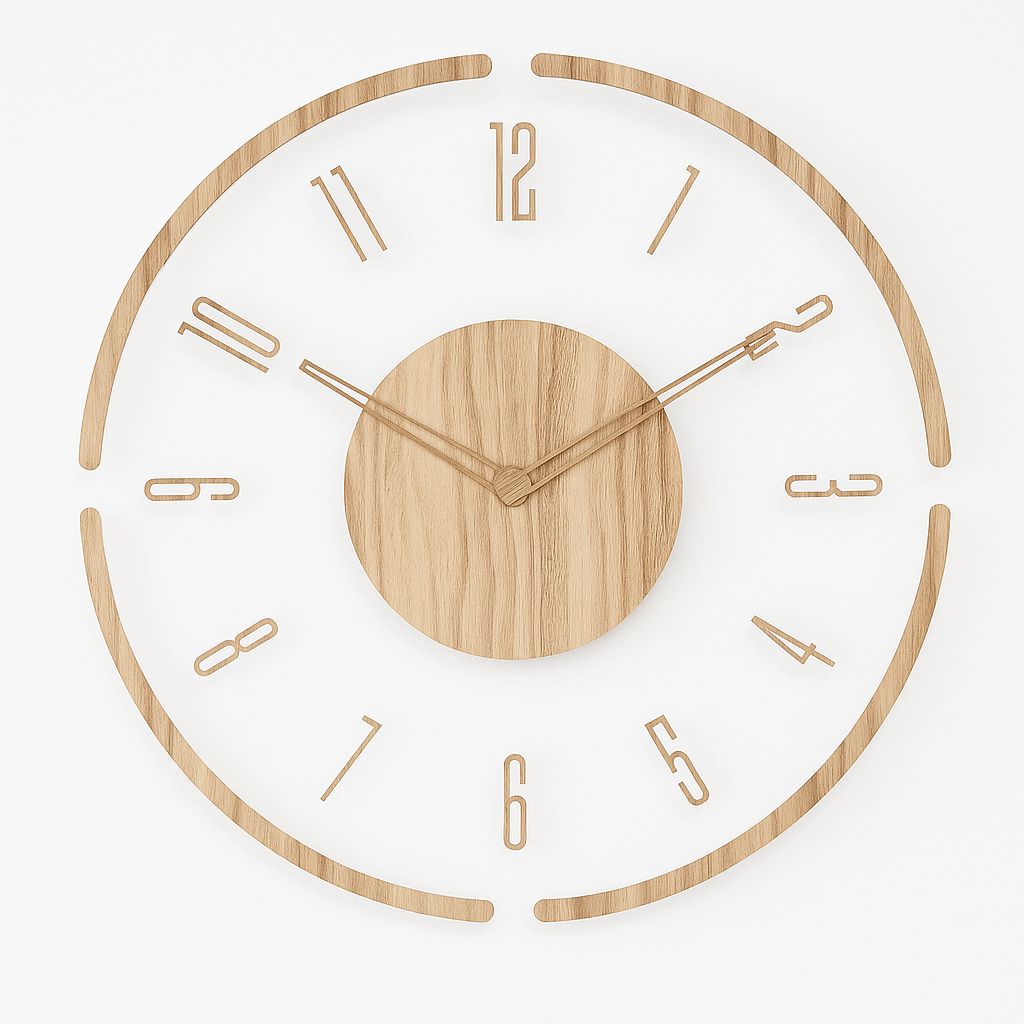 Silent Wooden Wall Clock in Minimalist Design