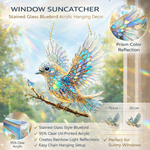 Stained Glass Effect Bluebird Window Suncatcher Hanging Decor