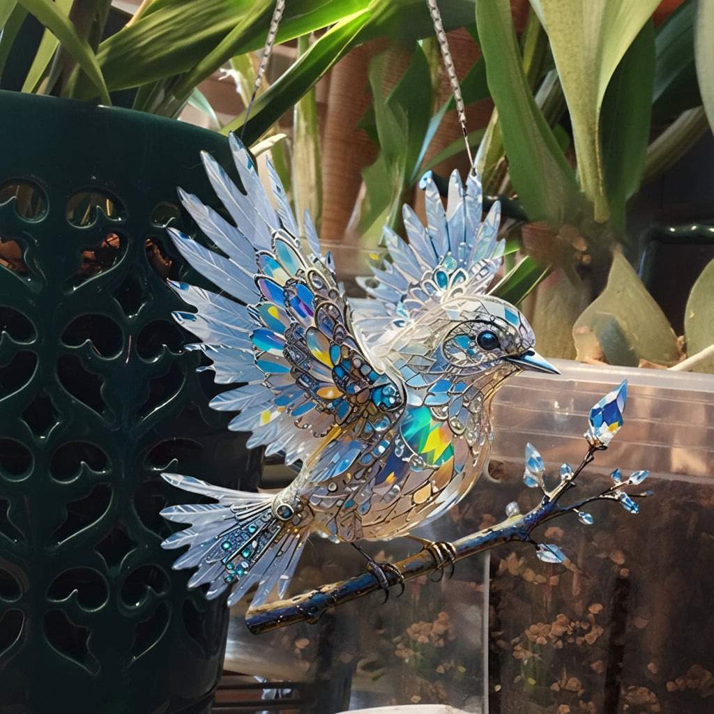 Stained Glass Effect Bluebird Window Suncatcher Hanging Decor