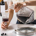 Crystal Glass Wine Decanter with Rotating Base for Aeration