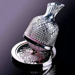 Crystal Glass Wine Decanter with Rotating Base for Aeration