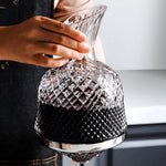 Crystal Glass Wine Decanter with Rotating Base for Aeration