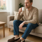 Warm Men's Loafers Crafted from Synthetic Wool