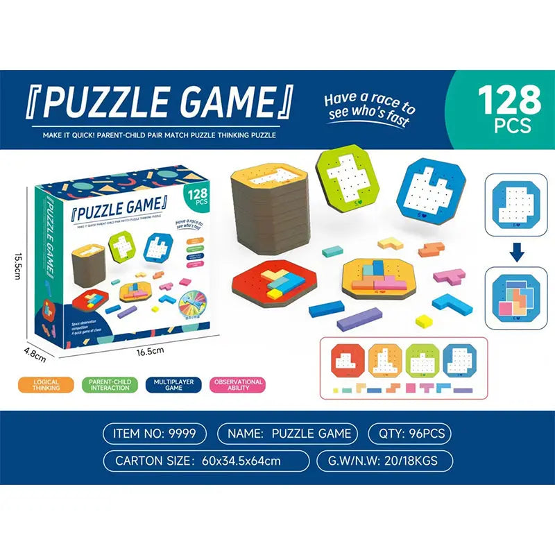 Logic Puzzle Game for Kids & Family, 108 Building Blocks + 20 Challenges