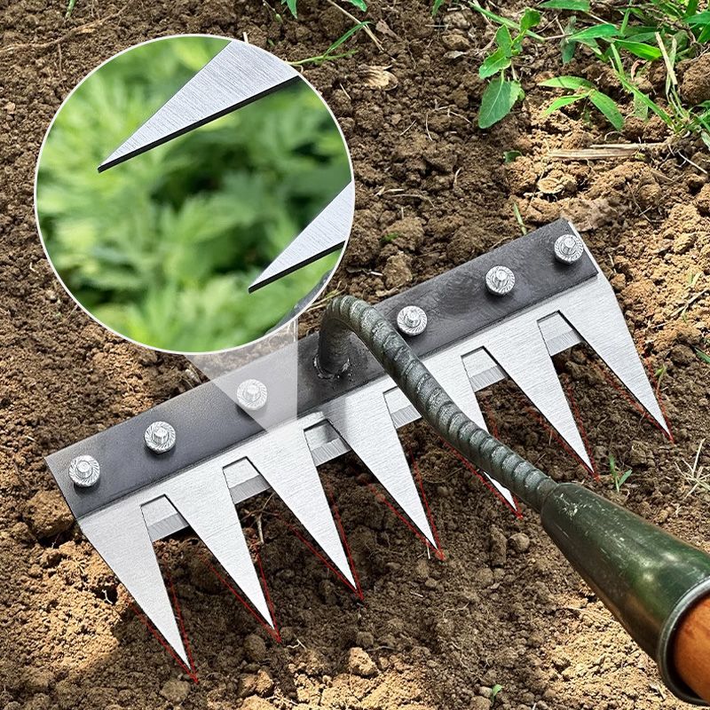 Garden Rake Made of Carbon Steel – Weed Remover, 5–8 Teeth, Sturdy & Rust-Free