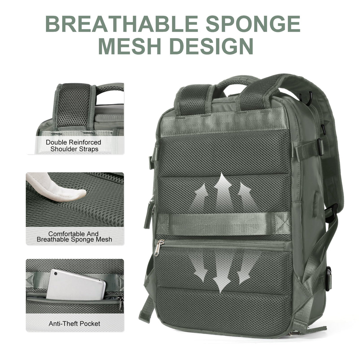 Women's 35L Travel Backpack | Waterproof with USB Port | Anti-Theft Design & Shoe Compartment | Ideal for Hiking, Daily Use & Travel