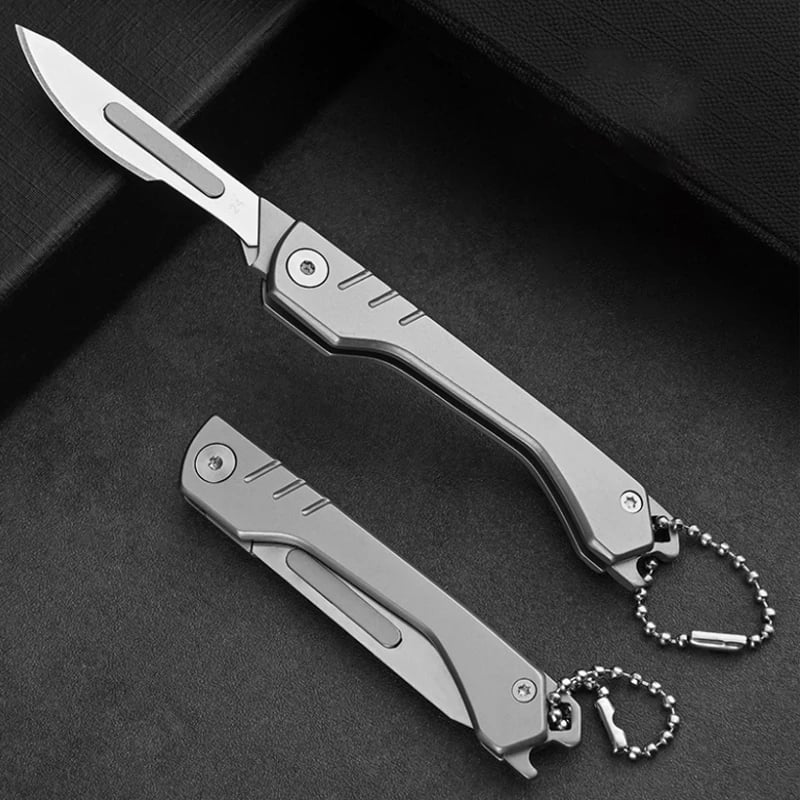 Folding Precision Knife with 10 Replacement Blades | Compact Stainless Steel Craft Knife for DIY and Detailed Work