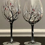 Hand-Painted Art Wine Glasses Featuring Four Seasons Design