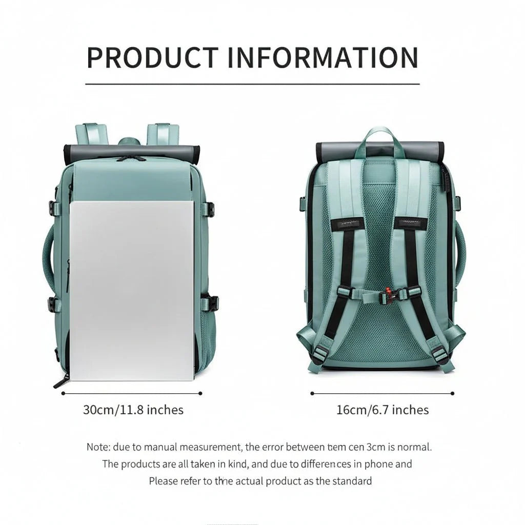 Large Waterproof Travel Backpack with USB Port