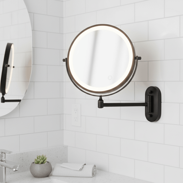 LED Magnifying Mirror with Adjustable Lighting and Rechargeable Battery