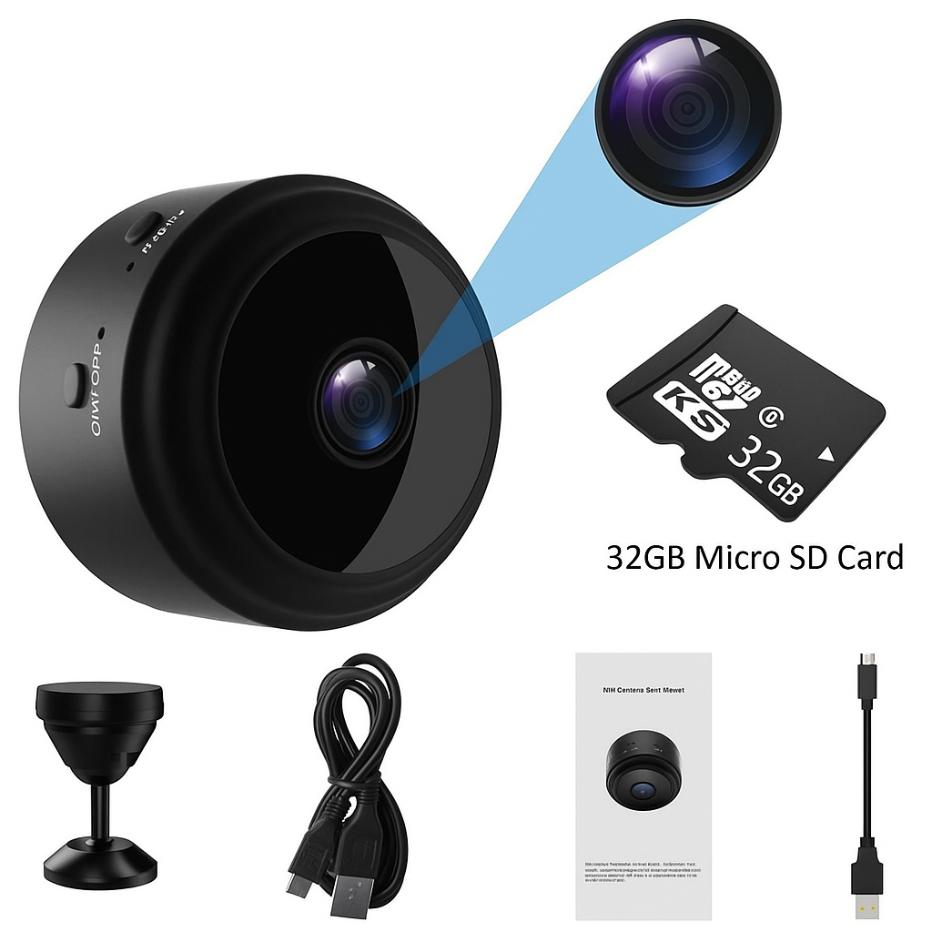 Compact Wi-Fi Security Camera with Night Vision