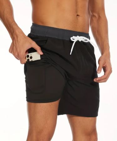 Men's Quick-Drying Stretch Swim Shorts with Phone Pocket