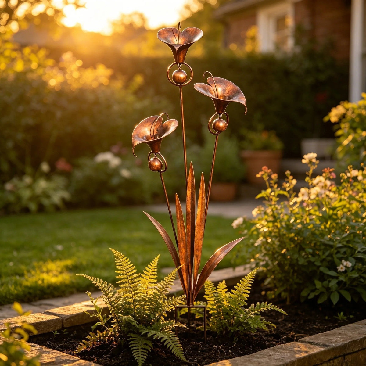 Handcrafted Garden Stake with Wind Chimes