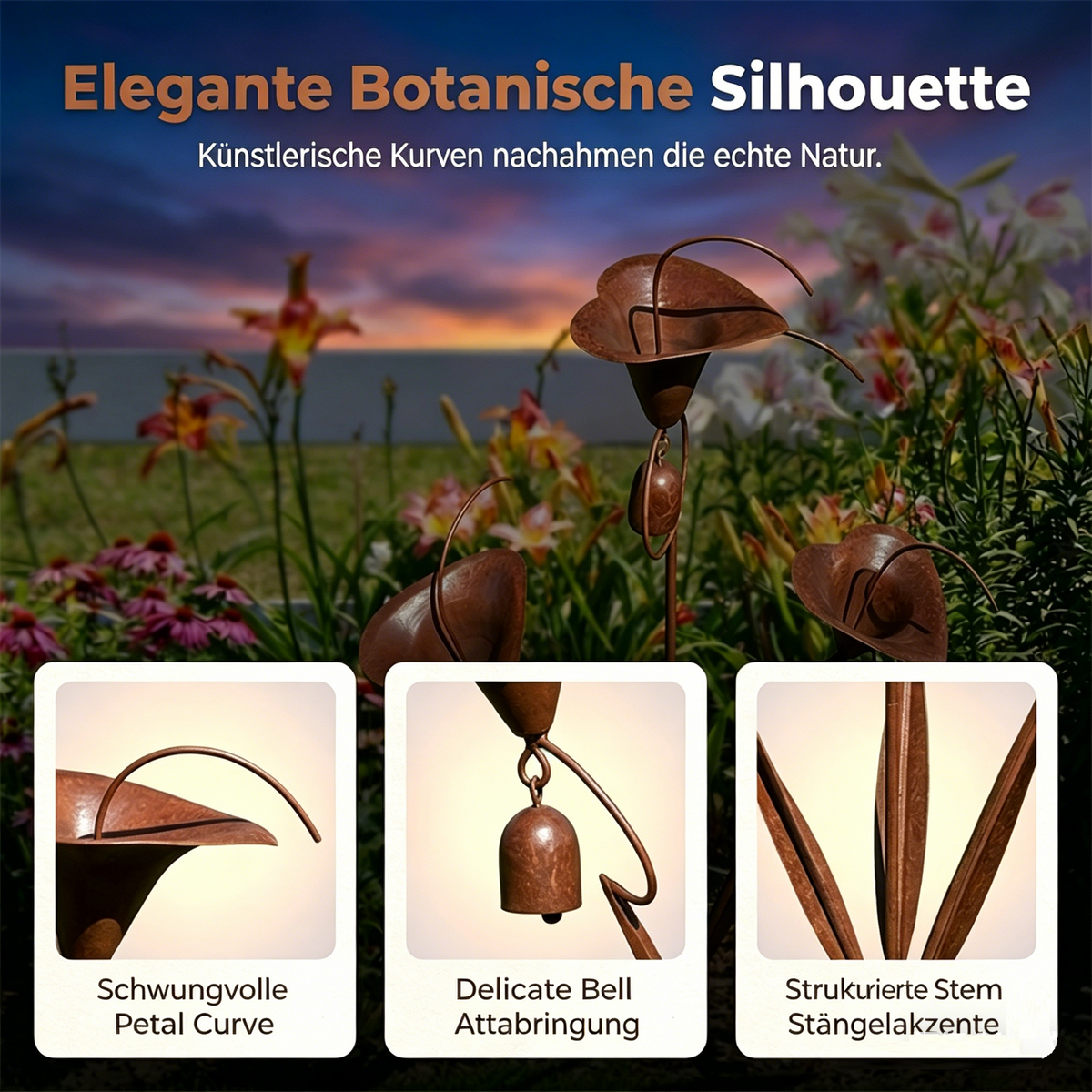 Handcrafted Garden Stake with Wind Chimes
