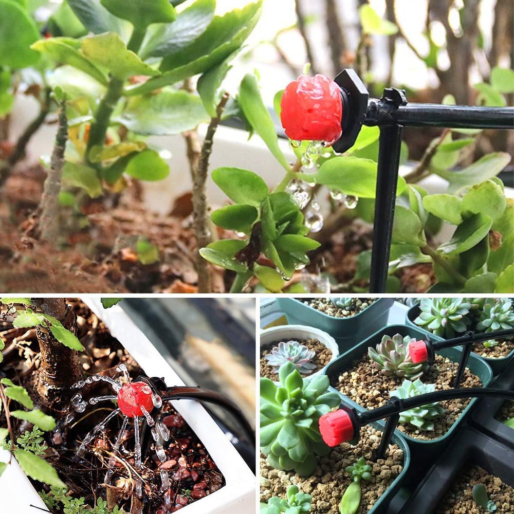 Adjustable Drip Irrigation System for Plants | 360° Water Control | Set of 100 Irrigation Droppers for Gardens, Raised Beds, and Flower Pots
