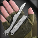 Folding Precision Knife with 10 Replacement Blades | Compact Stainless Steel Craft Knife for DIY and Detailed Work