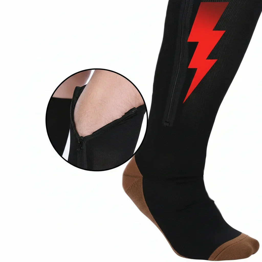 Compression Socks with Zipper for Support and Relief