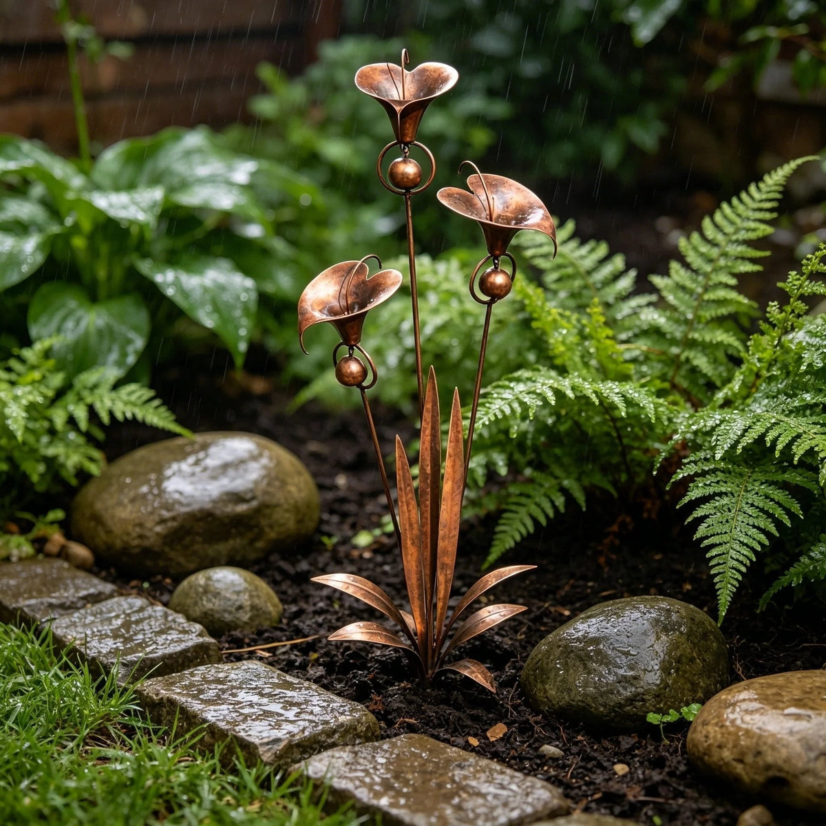 Handcrafted Garden Stake with Wind Chimes
