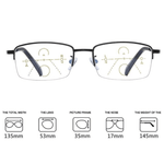 Dual-Use Reading Glasses with Titanium Frame for Progressive Distance and Near Vision
