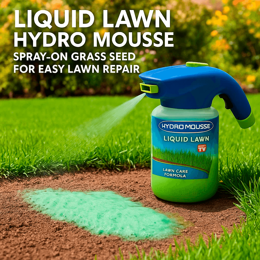 Liquid Lawn Hydro Mousse Spray-On Grass Seed | Easy Application for Patchy Lawns & High-Traffic Areas