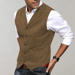 Men's Herringbone Patterned Suit Vest