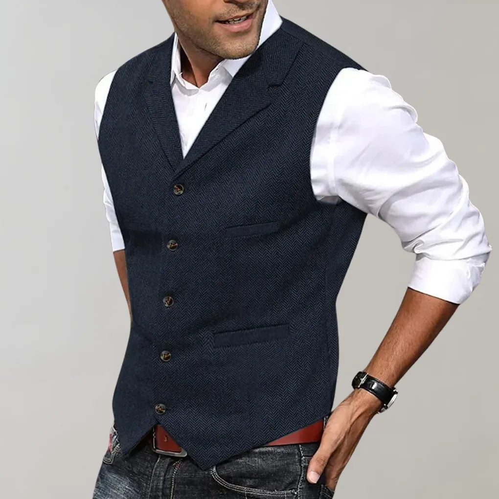 Men's Herringbone Patterned Suit Vest