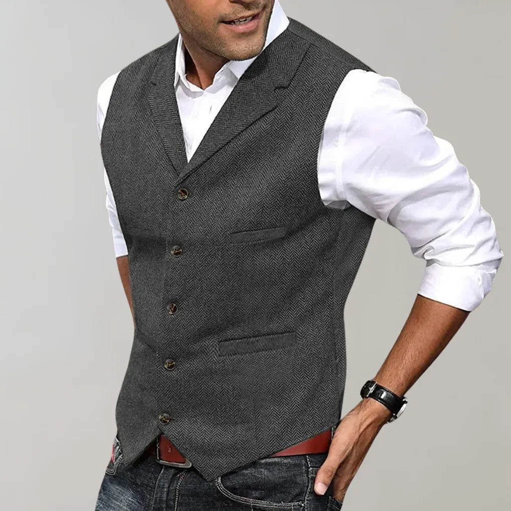 Men's Herringbone Patterned Suit Vest