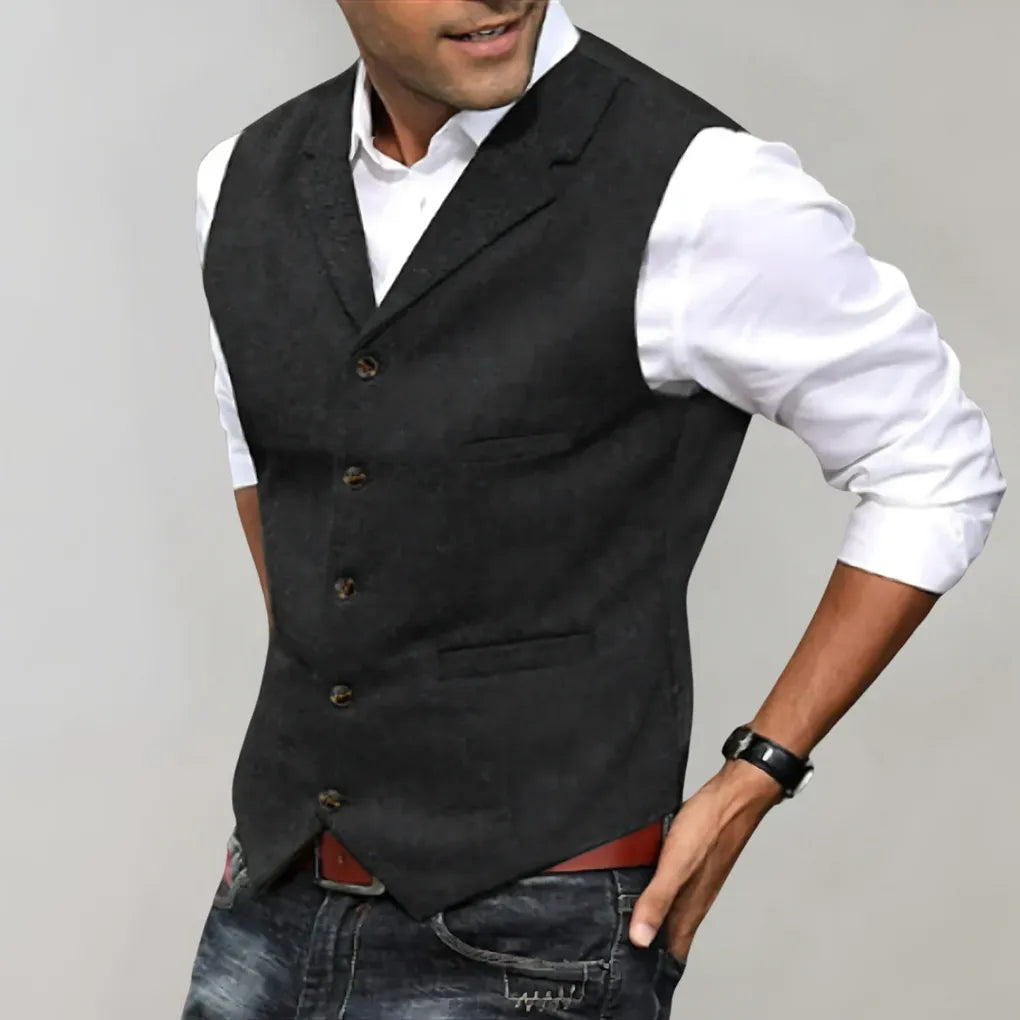 Men's Herringbone Patterned Suit Vest