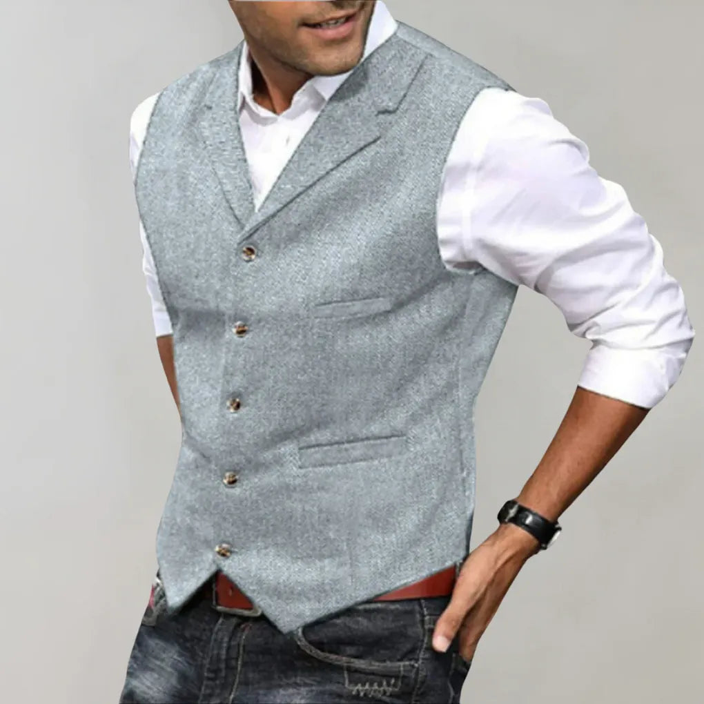 Men's Herringbone Patterned Suit Vest