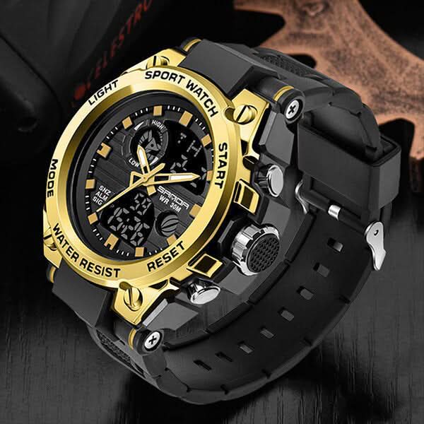 Men’s Military Watch with Analog-Digital Display and Features