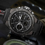 Men’s Military Watch with Analog-Digital Display and Features